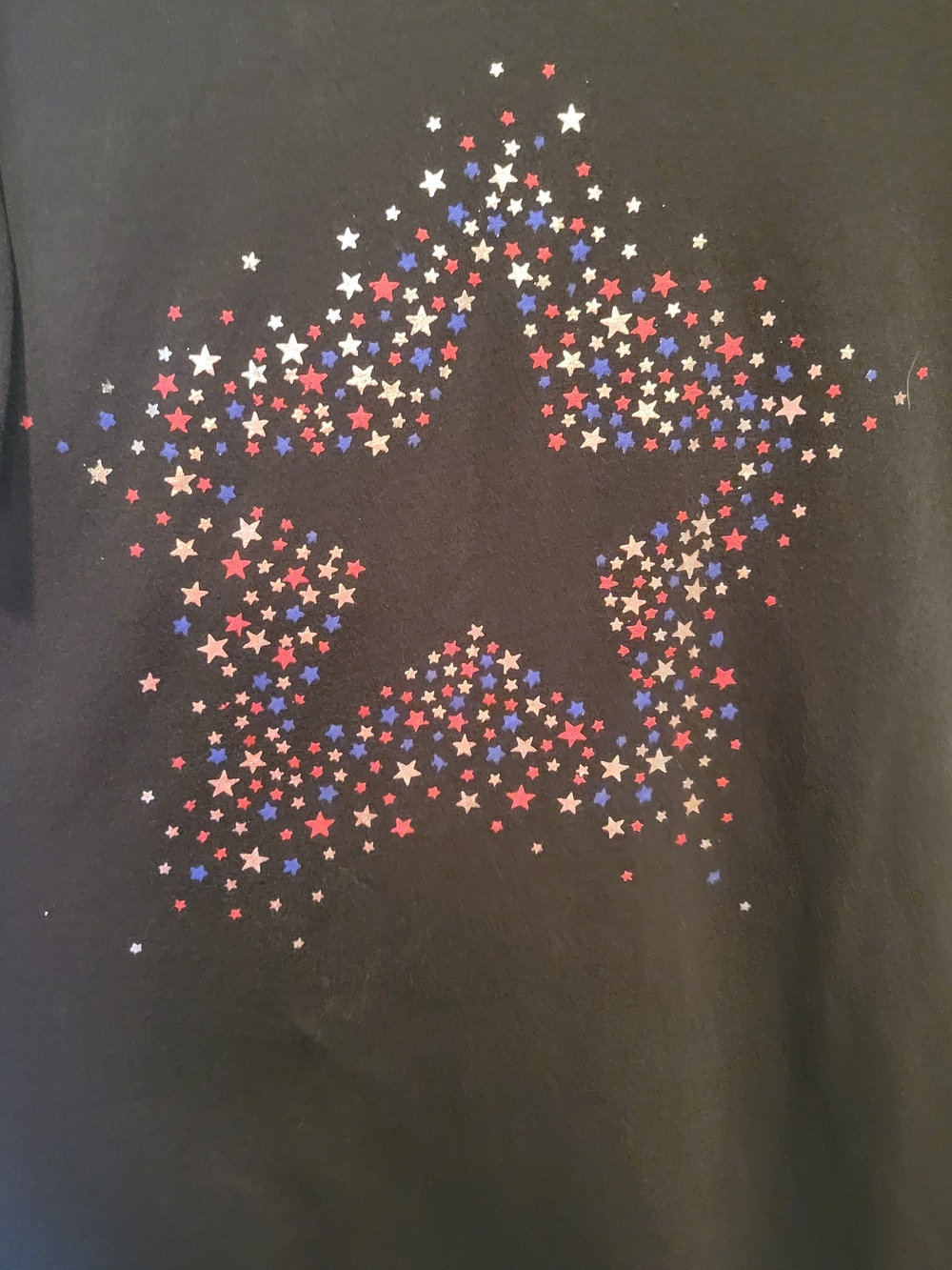 Catherines Black Short Sleeve Tee Dress with Multicolor Starburst - Picture 2 of 6